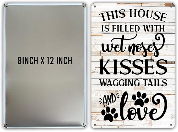 QIONGQI Funny Dog Rules Metal Tin Sign Wall Decor Rustic Farmhouse Dog Signs with Sayings for Home Decor Gifts