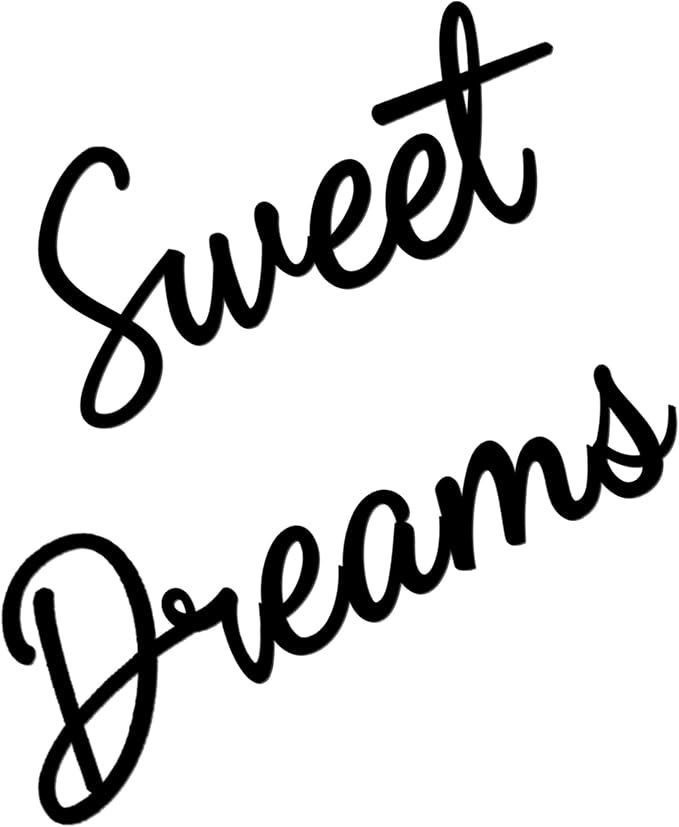 Sweet Dreams Wall Decor Above Bed Rustic Cute Metal Wall Art Sign for Family Bedroom Decor - Black