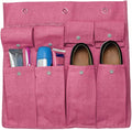 Gilbins Bedside Storage Caddy Cotton Canvas Bed Storage Pocket Bedside Organizer Hanging Bunk Organizer for Camp, College Dorm Rooms Pink
