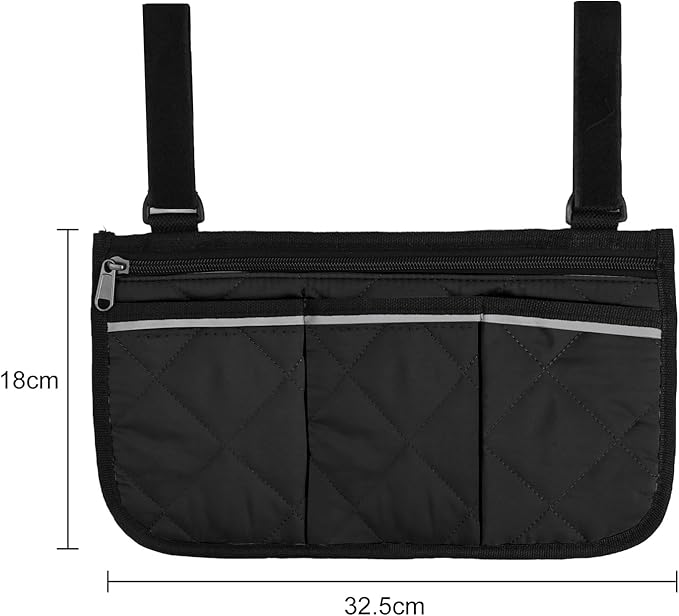 Camping Armrest Storage Bag, Chair Armrest Organizer, Car Seat Hanging Bag, Extended Back Buckle Canvas Beach Chair StorageBag, Side HangingBag For Bedside/Outdoor/Beach/Camping(black)