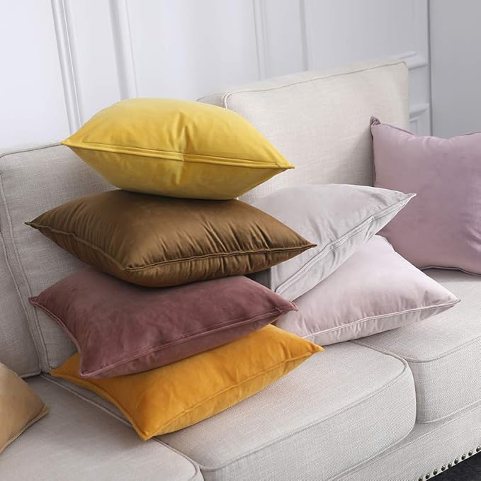 MIULEE Jam Velvet Throw Pillow Covers 18x18 Soft Decorative Solid Square Cushion Cases Pack of 2 Modern Luxury Home Decor for Couch, Sofa, Bedroom