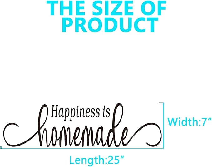 Family Wall Stickers for Living Room: Inspirational Home Quotes Vinyl Art Wall Decals for Kitchen Dining Room Bedroom Bathroom Apartment - Happiness is Homemade 25" X 7"