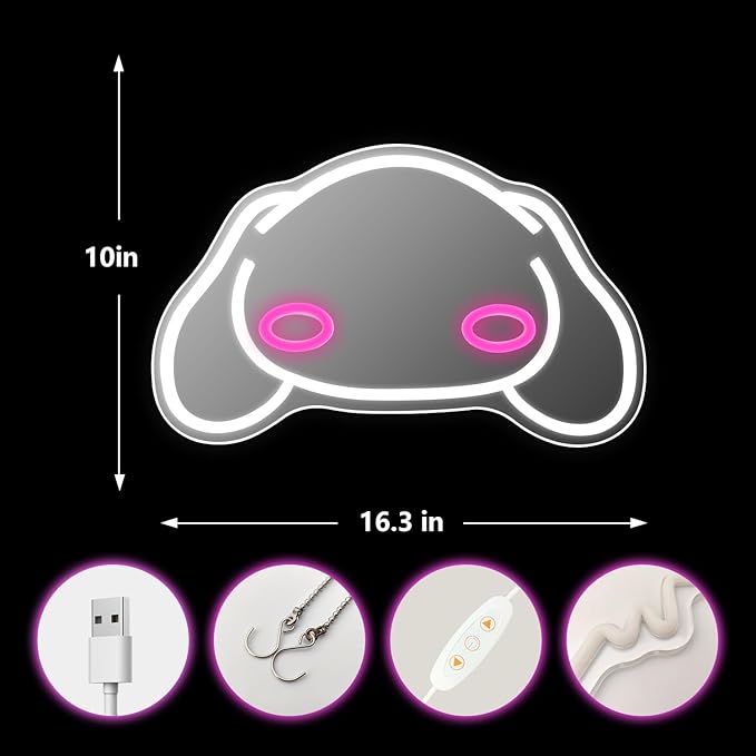 Anime Mirror Neon sign Dimmable Led Sign for Dresser Room Decor Dog Wall Neon Light Up Acrylic Mirror Bedroom Wall Locker Room Living Room Gifts