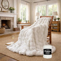 Luxury Double-Sided 3D Bubble Faux Fur Throw Blanket – Ultra Plush & Fluffy Cream White Cozy Blanket for Couch, Sofa & Bed | Soft Gift for Women, Birthday, Housewarming, 50" x 60"
