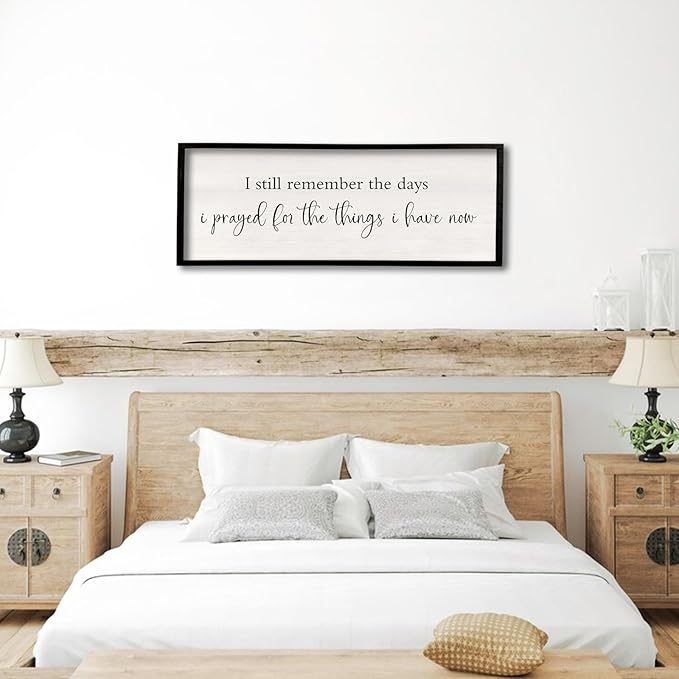 I Still Remember the Days I Prayed Sign 32" x 12" Large Living Room Wall Decor Wooden Vintage Framed Plaque Country Bedroom Hanging Home Farmhouse Inspirational I Prayed Wall Art (Black)