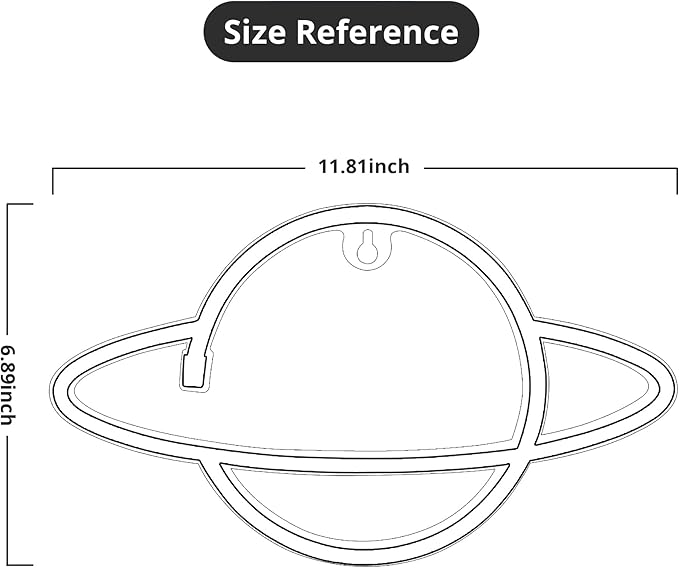 Lumoonosity Planet Neon Sign - USB Powered Saturn LED Light with On/Off Switch, Planet Led Sign for Wall Decor - Aesthetic Hanging Saturn Neon Light for Bedroom, Gaming Room