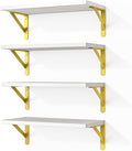Fixwal Floating Shelves for Wall, Wood Wall Mounted Shelves for Bedroom, Bathroom, Living Room, Kitchen Storage and Decor(White, Set of 4, 16.5 Inch)