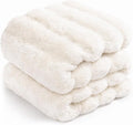 Touchat Luxury Faux Rabbit Fur Throw Blanket Twin Size for Couch,Super Heavy Warm Cozy Blanket for Sofa Bedroom Living Room,Ultra Soft Fluffy Reversible Plush Blanket for Home Decor Gifts,Cream White