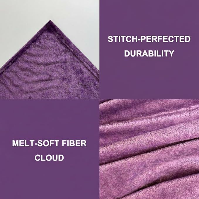 Fleece Blanket Full/Queen - 80x90 Inch Lightweight & Buttery-Soft Throw for Bed, Sofa, Camping | 300GSM Cloud-Touch Microfiber | Cozy Essentials for Travel & Movie Nights, (Purple)