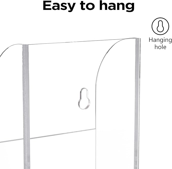 HBlife 2 Pcs Acrylic Remote Holder Organizer, Clear TV Remote Control Holder Wall Mount Remote Caddy for Bedside, Media Organizer Storage Box 1 Compartment