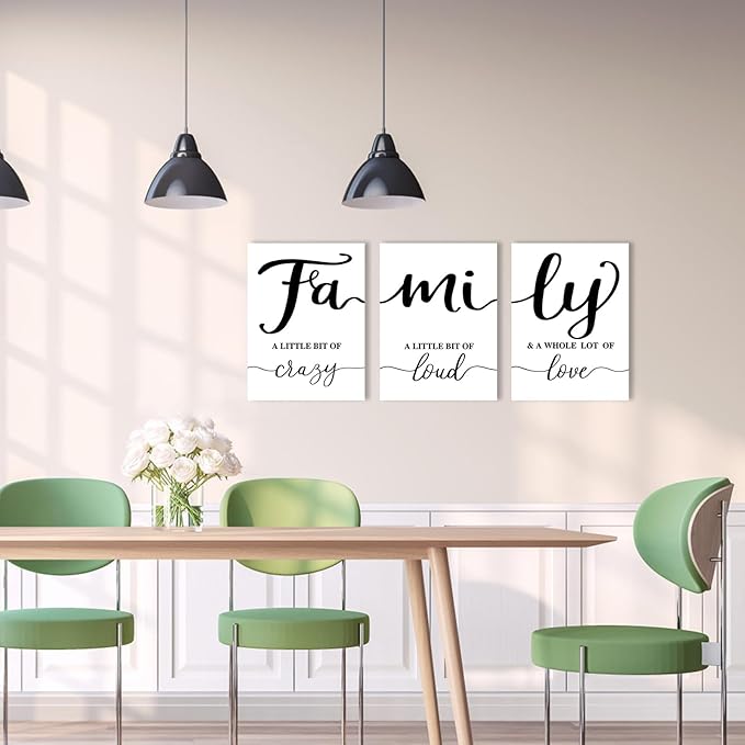 Family Signs Farmhouse Wall Decor:3 Piece Modern Family Quotes Wall Art Prints Love Sign for Home Decor Living Room Dining Room Hanging Paintings Romantic Minimalist Master Bedroom Decor 12"x16"