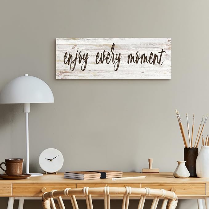 Inspirational Wall Art - Enjoy Every Moment - Sayings Quote Poster Motto Canvas Prints Motivational Home Wall Art Decor Sign 6" x17"