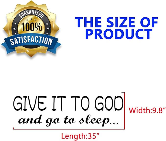 Wall Decals, Wall Stickers for Bedroom, (Easy to Apply), Vinyl Wall Decor Art Quotes Inspirational Motivational Men Women Adults Scripture Bible Verse Give It to God and Go to Sleep 35"X9.8"