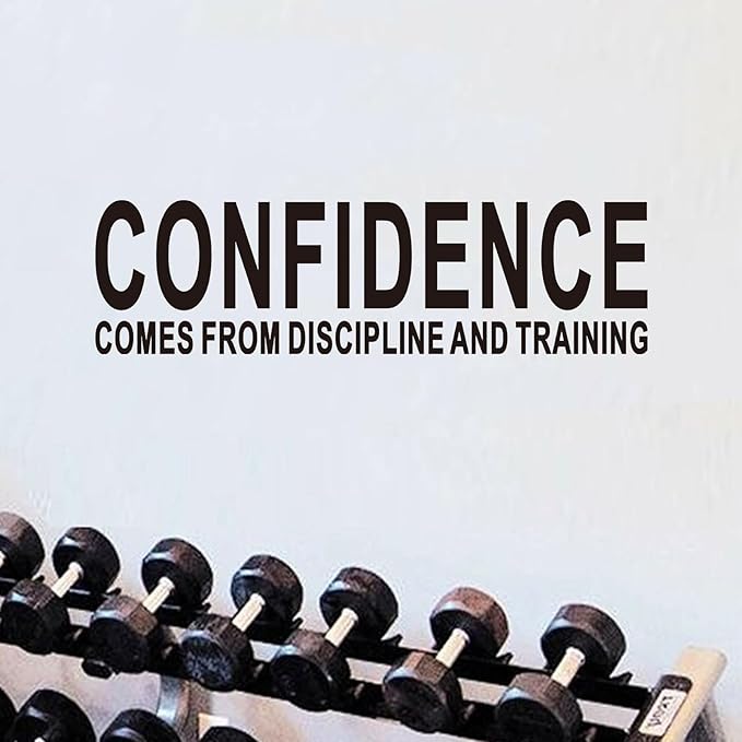 AnFigure Gym Quotes Wall Decals: Inspirational Office Vinyl Art Wall Stickers for Garage Classroom School Workspaces - Confidence Comes from Discipline and Training 35"X9.8"