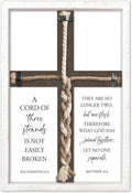YWJKWLGS A Cord of Three Strands Wedding Ceremony Sign 15x10 Inch Anniversary Unity Knot Cross Christian Marriage Prayer Art Ideas Braid Rope Wall Decor for Couple Religious Wood Framed (White)
