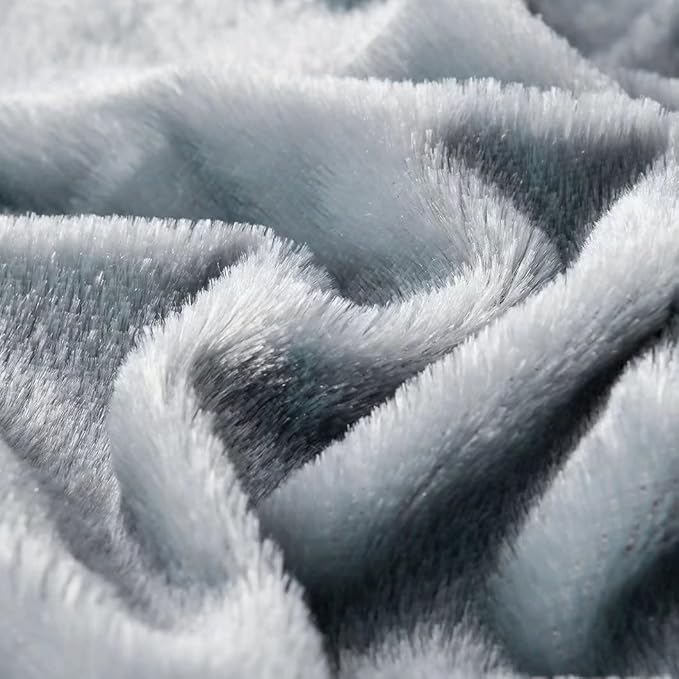 YUSOKI Grey King Faux Fur Blanket,2 Layers,90"x104",Without Pillows Big Soft Plush Fuzzy Large Warm Fluffy Gray Blanket for Bed