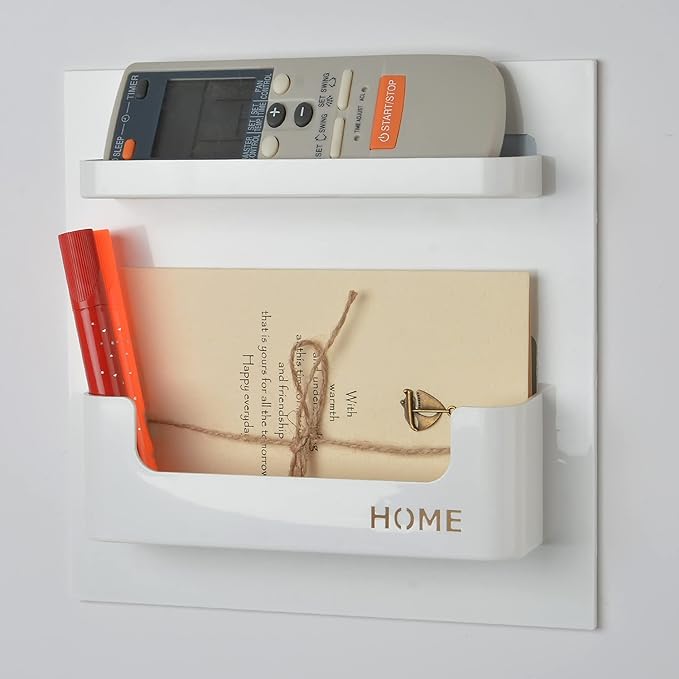 Bedside Shelf with Strong Sticky Gel,Wall Mount Organizer Holder for Cell Phone,Glasses,Remote,Keys,Adhesive Wall Shelves for Bedroom,Bathroom, Kitchen,No Drill Space Saver (Horizontal Type/Black)