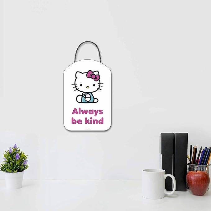 Hello Kitty Always Be Kind Hanging Wood Wall Decor - Adorable Hello Kitty Sign for Bedroom or Classroom