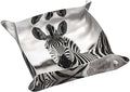 Leather Storage Tray for Bedside Table, Desk, Dressing Table, and More - Easy to Clean Medium Black and White Zebra Prints