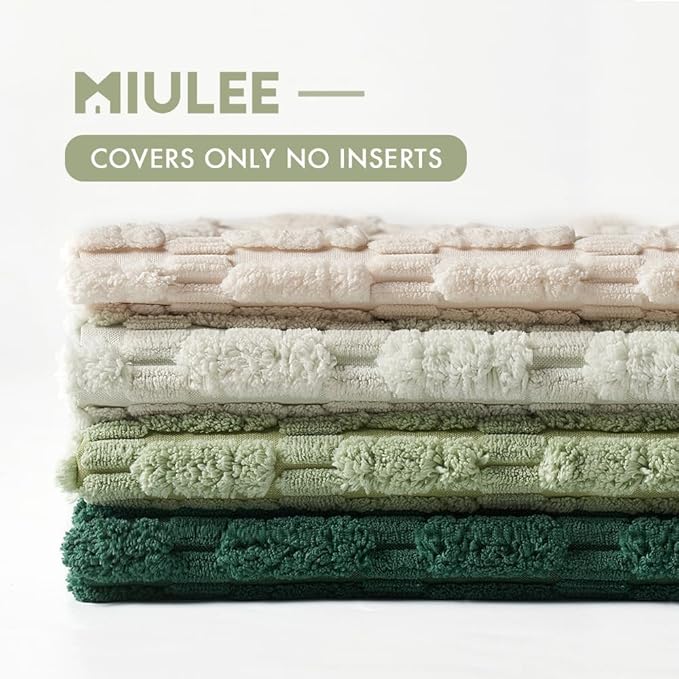 MIULEE Pack of 4 Summer Neutral Corduroy Decorative Throw Pillow Covers 18x18 Inch Farmhouse Boho Rustic Soft Striped Pillow Covers Home Decor for Sofa Living Room Couch Bed Green