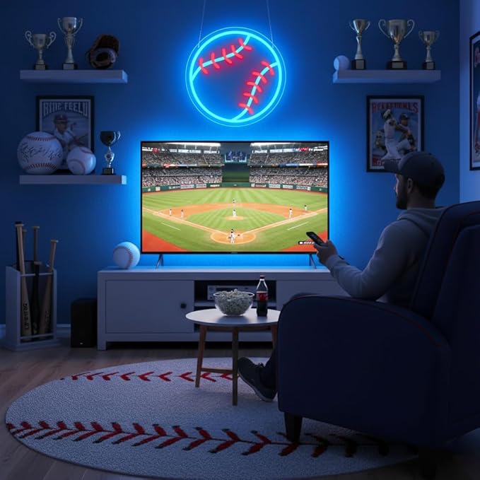 Baseball Neon Signs for Wall Decor, Sport Led Neon Light Sign for Room Bedroom Man Cave Shop Decor, Unique Gifts for Kids Men & Boys 8-12, College Dorm Baseball Fans Accessories