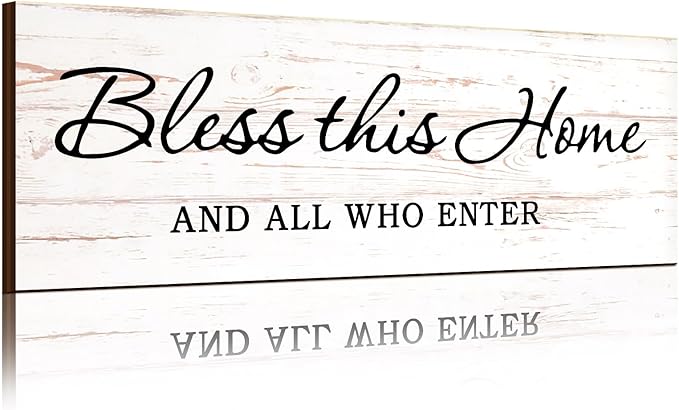 Jetec Farmhouse Bible Verse Scripture Wall Signs, Bless This Home and All Who Enter Wooden Plaque Decor for Church Home Christian Wall Art Decor