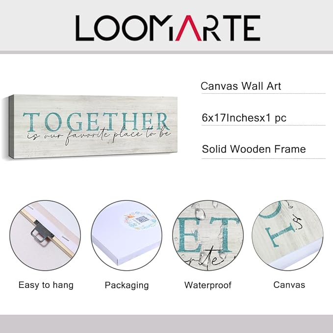Family Wall Signs Decor Together is Our Favorite Place to Be Inspirational Quotes Wall Plaque Rustic Farmhouse Motivational Canvas Prints Wall Art for Living Room Bedroom Entryway Office Home Decor
