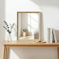 Oak Wood Effect Framed Wall Mirror, 16x20 Rectangle Mirror, 1/8" Anti-desilvering Tempered Glass, Sustainable&Sturdy Frame, Anti-Rust, HD Reflection &3min Fast Setup for Bathroom Living Room
