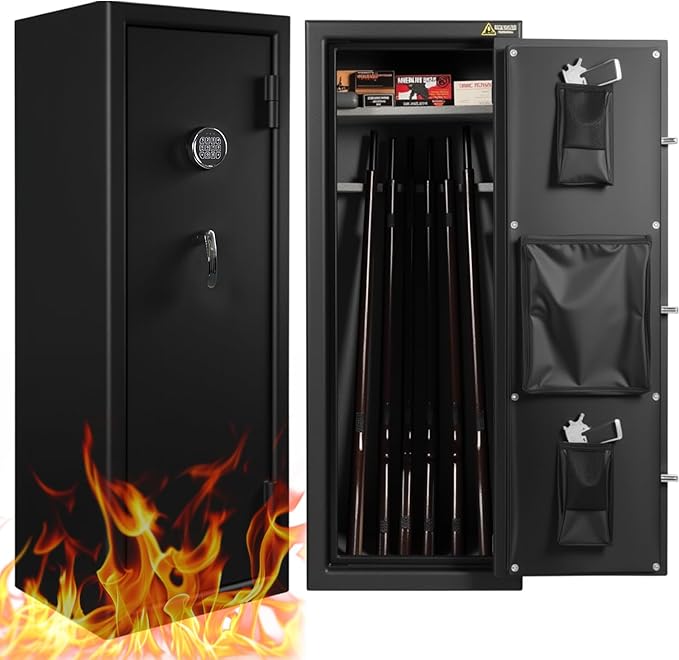 HARDROCK Gun Safe for Pistols, Biometric Wall Mounted Handgun Safe Box for Desk, Bedside,Truck，Drop Down Quick Access Security Safe with Fingerprint Keypad Lock for Home nightstand