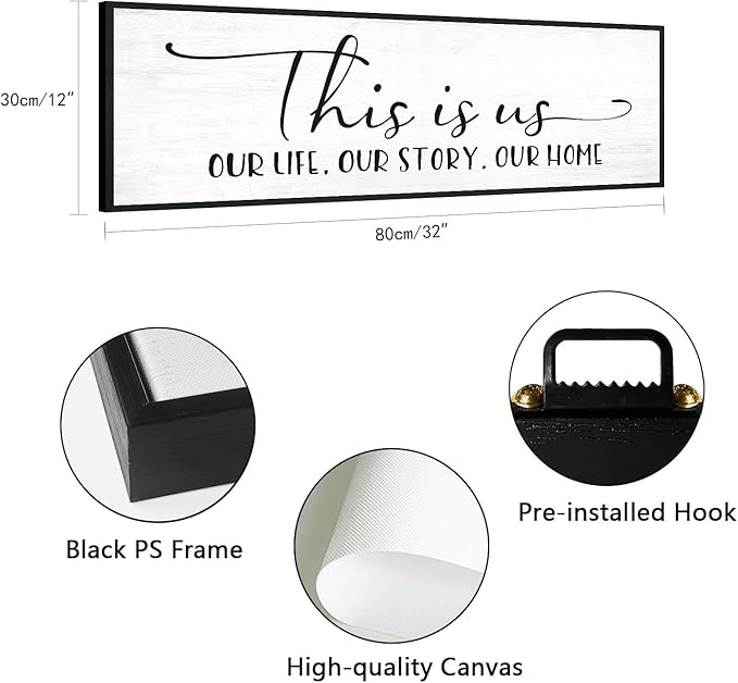 YPY This Is Us Family Wall Decor Sign for Living Room, Farmhouse Home Decor Wall Entryway Quotes Bedroom Decorative Plaques Art 32'' x 12''