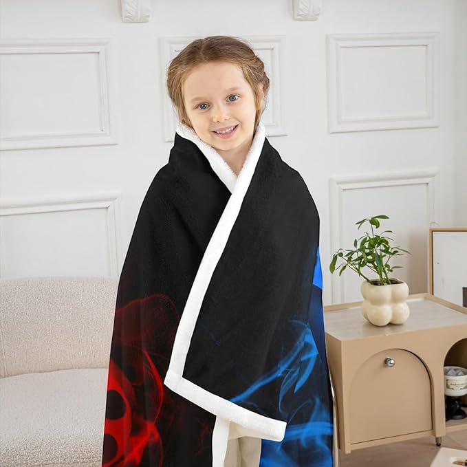 Game Throw Blanket for Boys 40"x50",Teens Gamer Room Decor Bed Blanket,Child Gaming Console Fleece Blanket,Kids Gamepad Video Games Joysticks Fuzzy Blanket,Modern Retro Living Room Decor Red Blue
