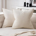 MIULEE Cream White Velvet Throw Pillow Covers 22x22 Soft Decorative Solid Square Cushion Cases Pack of 2 Modern Luxury Home Decor for Couch, Sofa, Bedroom