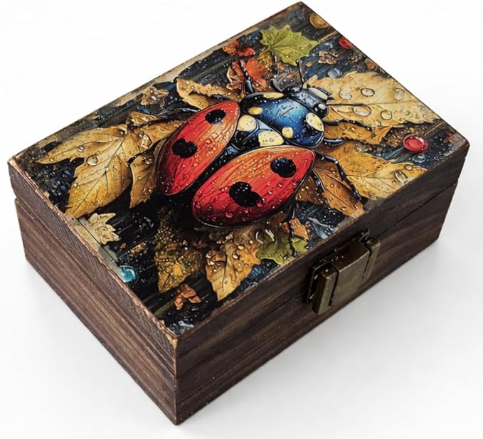 RK Collections Lady Bug Trinket Box I Insect Jewelry Keepsake Box I Lady Bug Lovers Gift Idea For Animals (4x2.75)