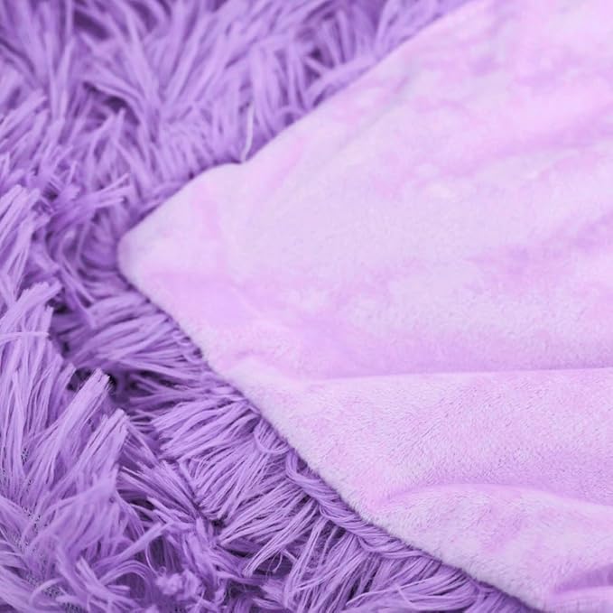 Plush Super Soft Blanket Bedding Sofa Cover Furry Fuzzy Fur Warm Throw Qulit Cozy Couch Blanket for Winter (51"x63", Purple)