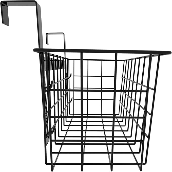 MaraFansie Hanging Kitchen Baskets Wire Storage Basket Over the Cabinet Door Organizer, No Drilling Adhesive Basket for Cabinet Pantry Organization and Kitchen, Bathroom, Storage Black, 2 Pack(New)