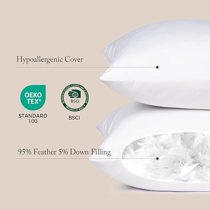 puredown® 24x24 Feather Down Pillow Inserts, 4 Pack Throw Pillow Inserts for Couch, Chairs, Office, Apartments
