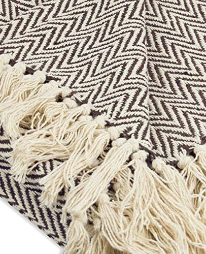 DII Chevron Throw Collection Handloomed Cotton, 50x60, Dark Brown (Pack of 2)