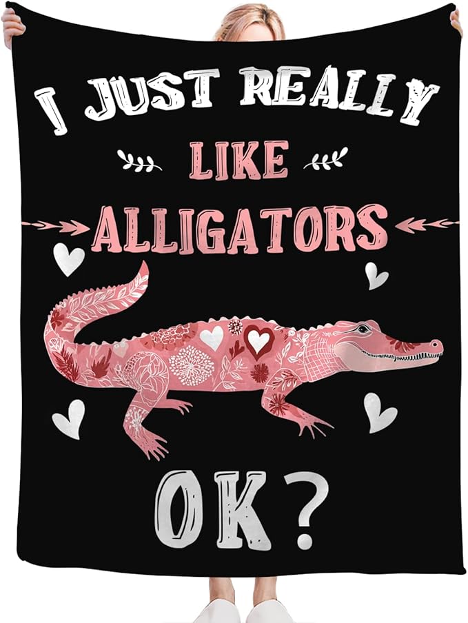 Crocodile Blanket for Girls Women Boys Men Adults Kids Soft Cozy Fleece Reptiles Alligator Throw Blankets Gifts Warm Flannel Plush Lightweight Decor for Couch Bed Sofa 50"X40"