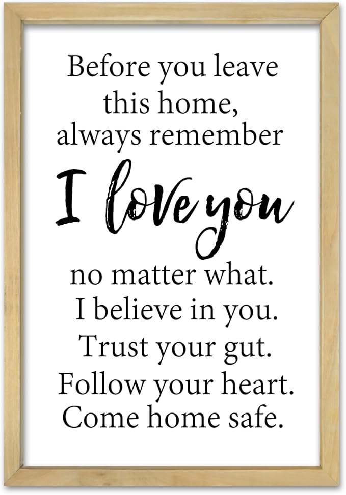 RLWangChao Before You Leave This Home Wall Decor Art 16"X11" I Love You Sign Inspirational Quotes Family Entryway Wood Framed Wall Hanging (Wood)