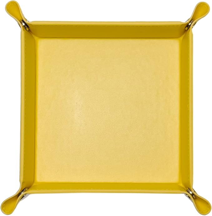 UnionBasic Small Valet Tray, Jewelry Tray for Rings Watches Earrings, Entryway Catchall Caddy for Coins Keys Change, Nightstand Bedside Valet Holder, Trays for Electronic Gadgets, Lemonade