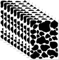 Cow Print Stickers - 10 Sheets 280 Pieces Black Vinyl Adhesive Cow Spot Pattern Print Wall Art Decals for Kitchen Bathroom Bedroom Living Room Home Nursery Classroom Wall Décor