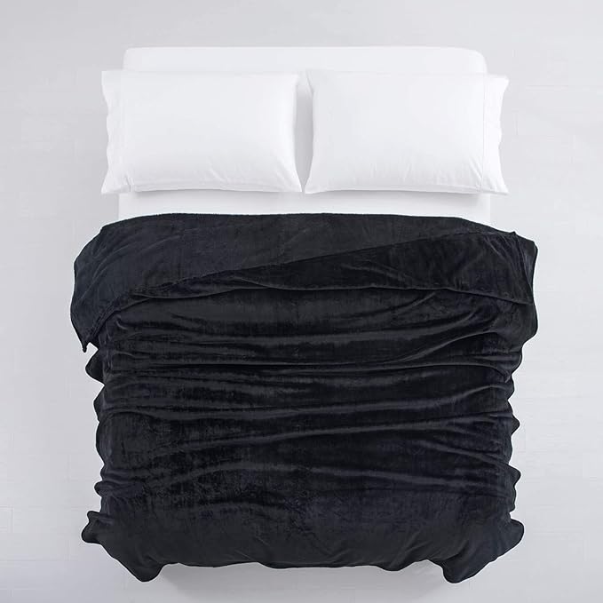 IR Imperial Rooms Fleece Blankets Queen Size 90x90 Inches - Super Soft Fluffy Black Throw Blanket for Sofa and Bed - Warm and Cozy Lightweight 400 GSM Microfiber Bed Throws Blankets