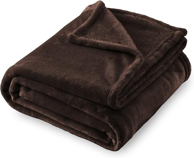 SOCHOW Flannel Fleece Blanket King Size, All Season Lightweight Super Soft Cozy Blanket for Bed or Couch, Brown, 90x108 inches