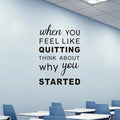 Wall Decals, Motivational Wall Stickers, (Easy to Apply), Wall Decor Vinyl Art Teamwork Positive Poster Quotes Gym Office Living Room Bedroom Home Family, When You Feel Like Quitting Black 18"X26.2"