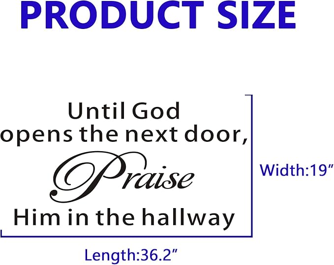 Bible Verse Wall Stickers for Bedroom: Christian Quotes Inspirational Vinyl Art Wall Decals for Living Room Kitchen - WUntil God Opens The Next Door 37" X 19.3"