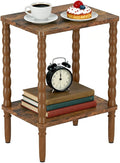 Small Narrow Side Table, Vintage End Table - Skinny Bedside Nightstand for Small Spaces, Couch/Recliner Accent Table for Bedroom Living Room Nursery, No-Tool Assembly (Rustic Brown)