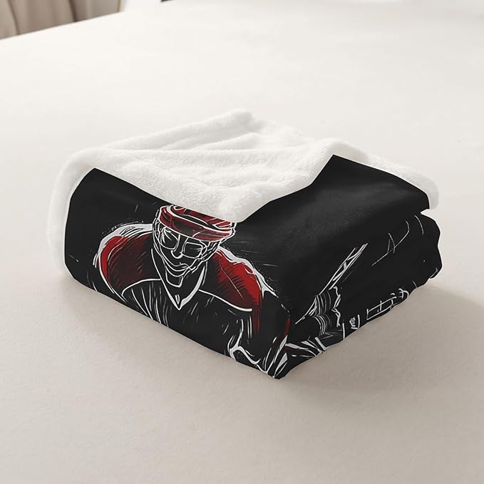 Erosebridal Kids Ice Hockey Plush Bed Blanket Gifts for Boys Teens Man Twin 60"x80" Sports Games Throw Blanket,Hockey Player Fleece Flanket Sketch Hand Drawn Warm Sherpa Blanket Black for Couch