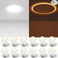 Amico 12 Pack 4 Inch 5CCT LED Recessed Ceiling Light with Night Light, 2700K/3000K/3500K/4000K/5000K Selectable Ultra-Thin Lighting, 10W=90W, 700LM, Dimmable Canless Wafer Downlight - ETL&FCC