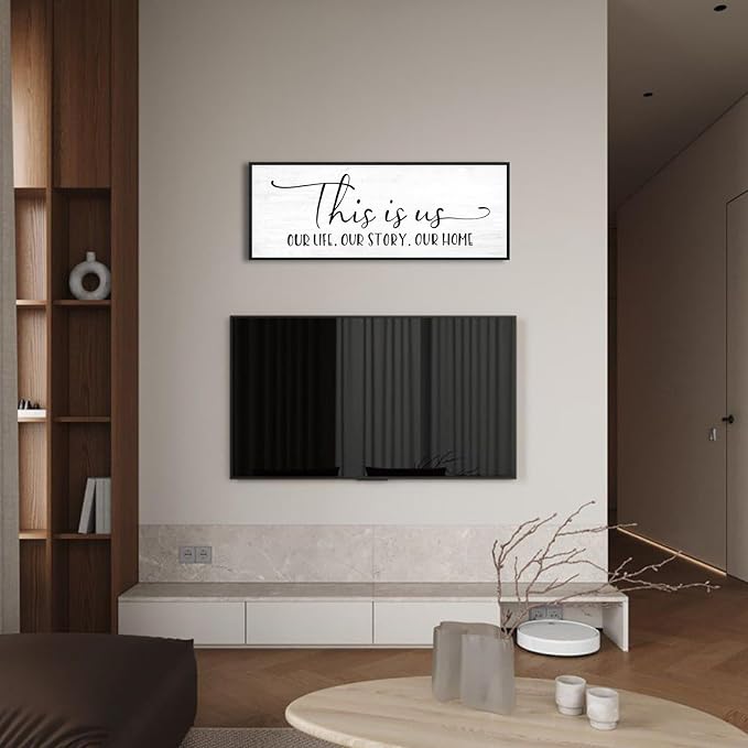YPY This Is Us Family Wall Decor Sign for Living Room, Farmhouse Home Decor Wall Entryway Quotes Bedroom Decorative Plaques Art 32'' x 12''