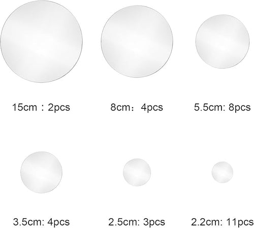 32 Pieces Removable Acrylic Mirror Setting Wall Sticker Decal for Home Living Room Bedroom Decor (Round Circle, 32 Pieces)